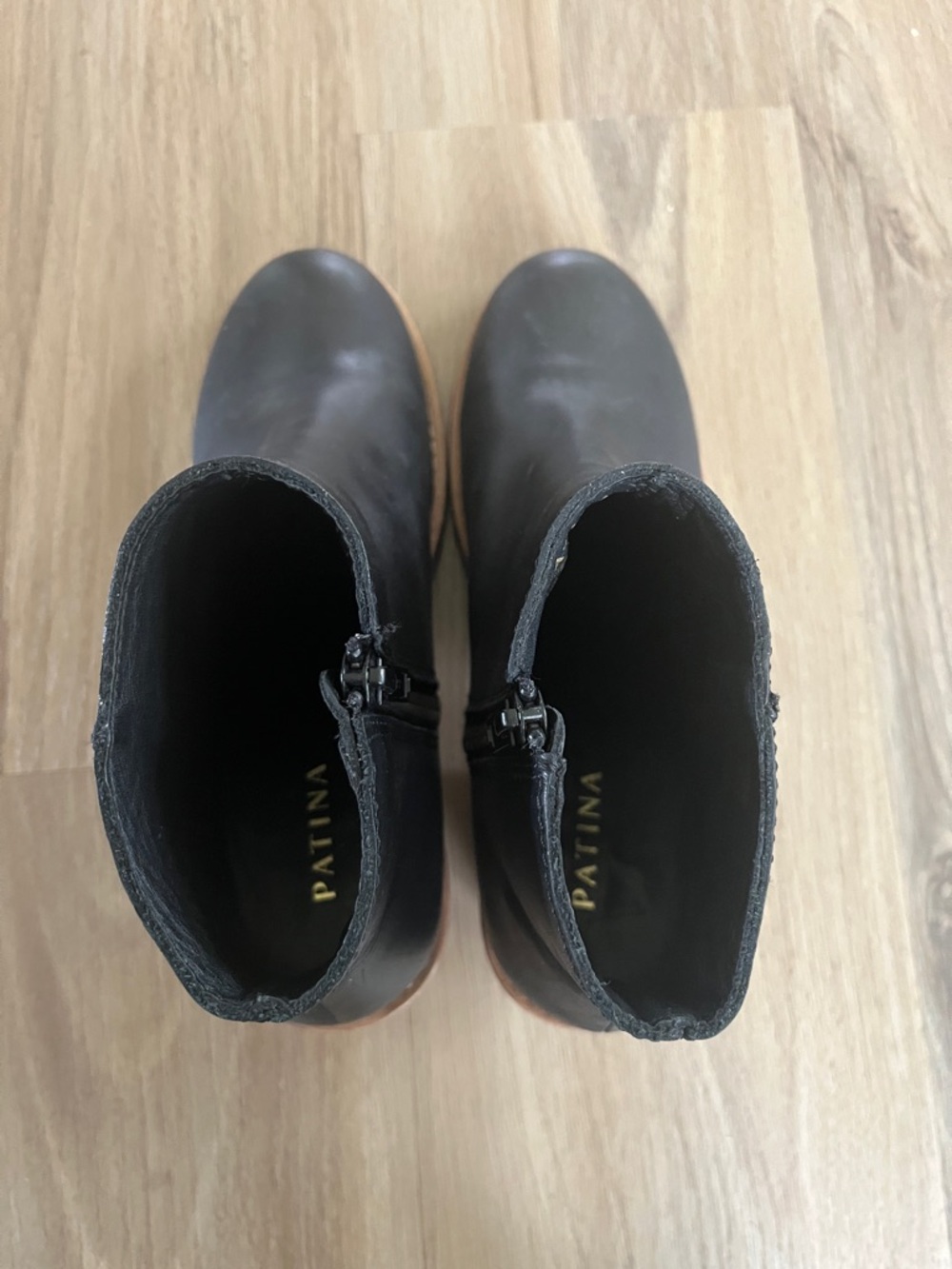 Portland leather goods. Classic Black Leather Ankle Booties with Contrast Sole - Picture 7 of 7